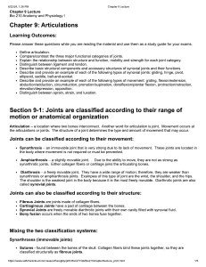 Articulations: Joint Classification & Movement