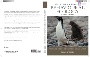 Behavioural Ecology: An Introduction, 4th Edition