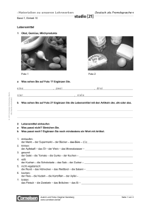DaF Arbeitsblatt: Lebensmittel Wortschatz & Übungen