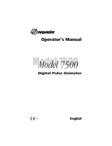 Nonin 7500 Pulse Oximeter Operator's Manual