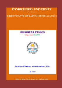 Business Ethics: Course Material for BBA Students