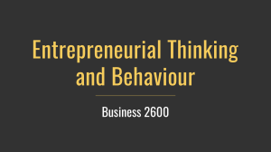 Entrepreneurial Thinking & Behaviour Course Assessment