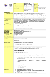 Grade 8 English: Cohesive Devices Lesson Log