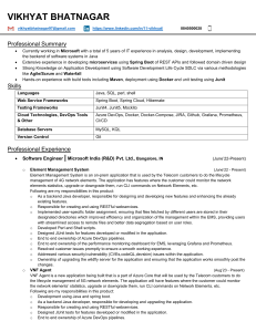 Vikhyat Bhatnagar - Software Engineer Resume