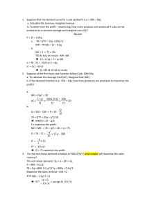 Economics Problem Set: Demand, Cost, and Profit