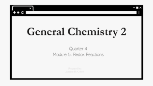 Redox Reactions: General Chemistry 2 Module