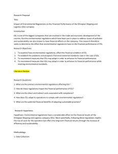 ESL: Environmental Regulations & Financial Impact Research