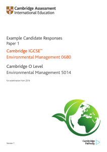 IGCSE Environmental Management: Example Candidate Responses