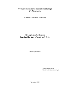Strategia marketingowa Odratrans S.A. - Praca dyplomowa