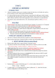 Chemical Bonding: Ionic Bonds, Octet Rule, Lattice Energy