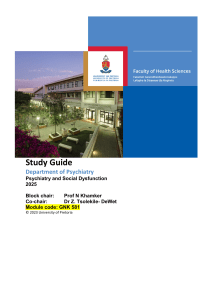 Psychiatry Study Guide: Social Dysfunction & Disorders