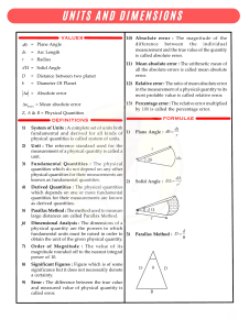 Units & Measurements, Scalars & Vectors: Quick Revision