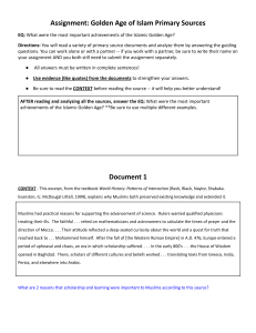 Islamic Golden Age: Primary Source Analysis Assignment