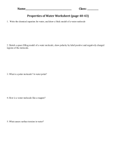 Water Properties Worksheet: High School Chemistry