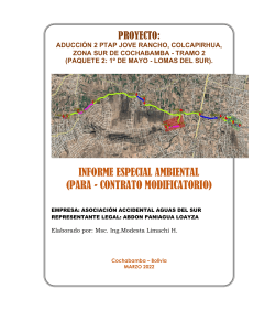 Informe Ambiental Aducci&oacute;n 2 PTAP Jove Rancho