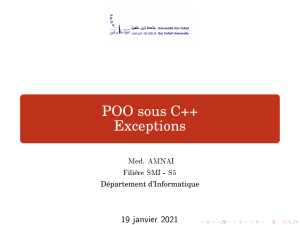 Exceptions en C++ : Mise en œuvre, Héritage et Polymorphisme