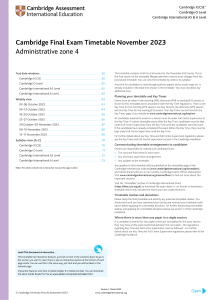 Cambridge Exam Timetable Nov 2023