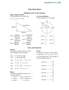 Trigonometria: Formulario Completo