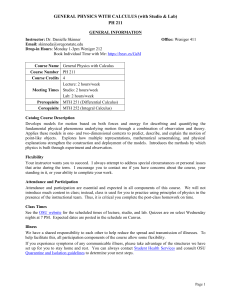 PH 211 General Physics with Calculus Syllabus