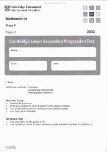 Stage 9 Mathematics P2 2022 solved