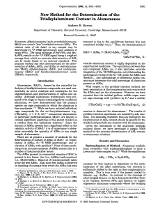 Alkylaluminum Content Determination in Alumoxanes by NMR