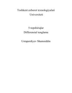 Differential Equations Assignment - TUIT