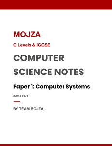 O Level/IGCSE Computer Science Notes: Computer Systems