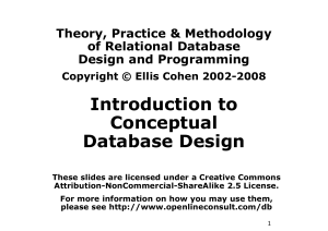 Relational Database Design: Conceptual Design Intro