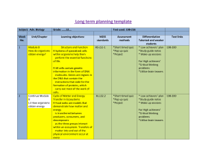 Adv. Biology Long-Term Plan: Energy, DNA, Nervous System