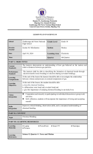 Science 10 Lesson Plan: Chemical Bonding