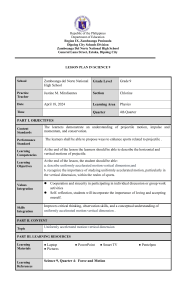 Science 9 Lesson Plan: Uniformly Accelerated Motion