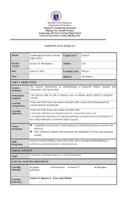 Science 9 Lesson Plan: Uniformly Accelerated Motion