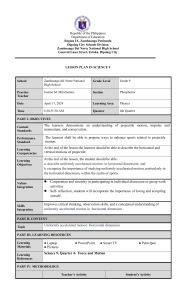 Grade 9 Physics: Uniformly Accelerated Motion Lesson Plan