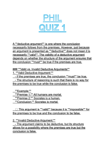 Deductive Arguments: Validity & Soundness Quiz