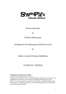 Romeo and Juliet Abridged Play Script for Schools