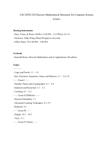 Discrete Math Syllabus: CSC/MTH 228 Course Outline