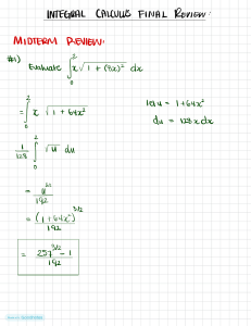 Revisión de Examen de Cálculo Integral: Integrales y Volúmenes