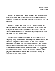 Ecosystems Worksheet: Biotic & Abiotic Factors