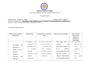 Pandemic Impact on K-12 Learning: Research Matrix