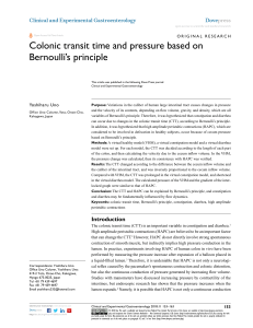 Colonic Transit Time & Bernoulli's Principle