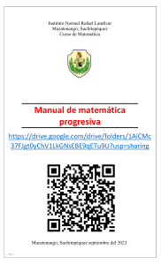 Manual de Matemática Progresiva: Aritmética, Álgebra, Geometría