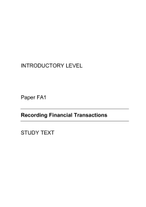 FA1 Recording Financial Transactions Study Text