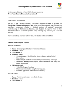 Cambridge Primary Achievement Test - Grade 5