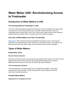 Water Makers in UAE: Revolutionizing Freshwater Access