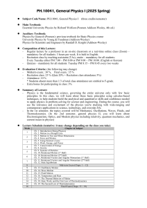 General Physics I Syllabus: Mechanics, Waves, Thermodynamics