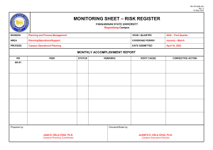 Risk Register Monitoring Sheet - Pangasinan State University