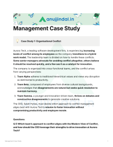 Management Case Study: Conflict & Organization