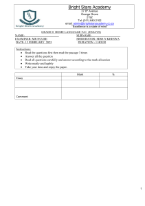 Grade 8 Essay Exam - Bright Stars Academy