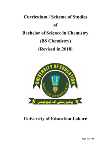 BS Chemistry Curriculum - University of Education Lahore