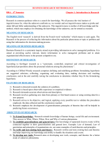 Business Research Methodology: Introduction to Research